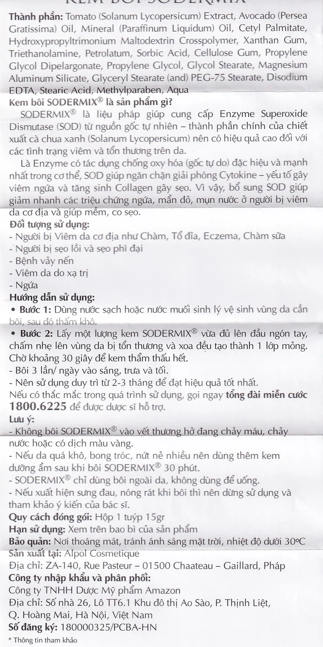 Kem bôi Sodermix Cream hỗ trợ điều trị viêm da cơ địa, chàm sữa (15g)