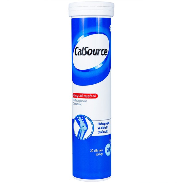 Viên sủi CalSource 500mg Gsk phòng ngừa và điều trị thiếu calci (20 viên)