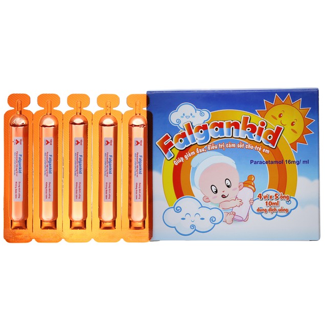 Thuốc Falgankid 160mg/10ml CPC1 giảm đau nhẹ và hạ sốt cho trẻ (4 vỉ x 5 ống)