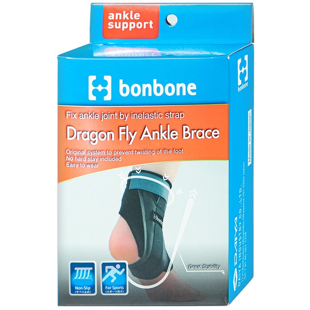 Đai nẹp mắt cá chân trái Bonbone Dragon Fly Ankle Brace size M hỗ trợ vùng cơ yếu tại khớp cổ chân