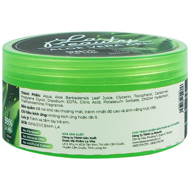 Gel lô hội La Beauty hỗ trợ giữ ẩm, mát dịu da (300ml)