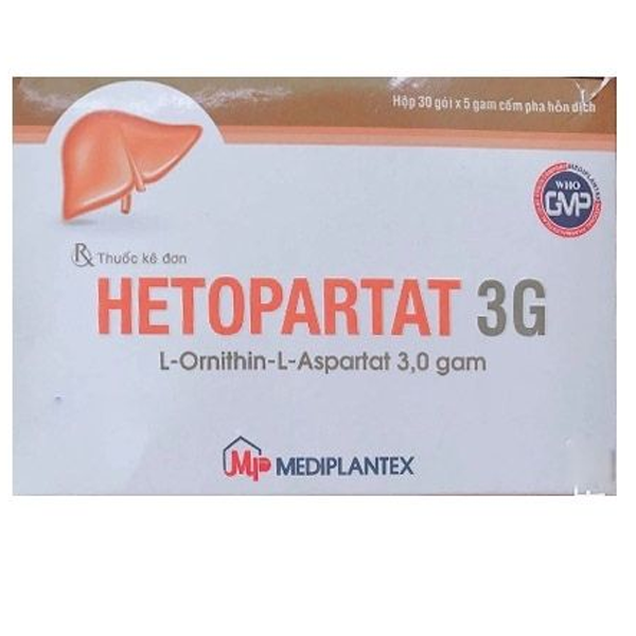 Thuốc Hetopartat 3G Mediplantex điều trị tăng amoniac máu (30 gói)
