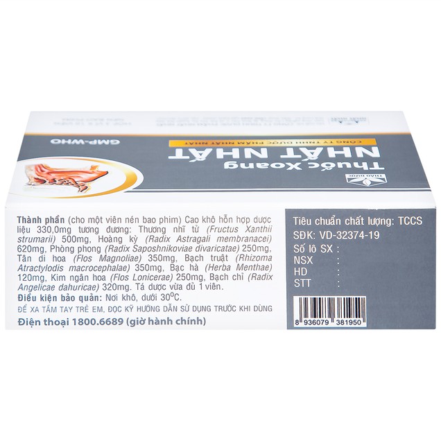 Thuốc Xoang Nhất Nhất điều trị nghẹt mũi, viêm mũi dị ứng (3 vỉ x 10 viên)