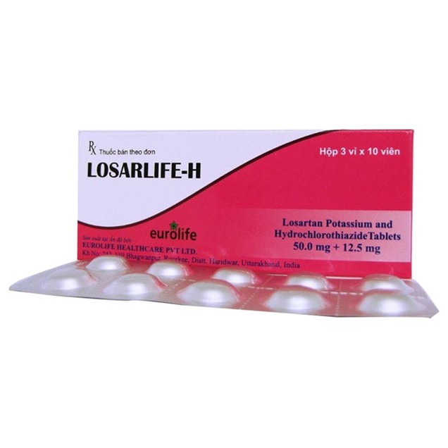 Thuốc Losarlife-H 50mg/12.5mg Eurolife điều trị cao huyết áp (3 vỉ x 10 viên)