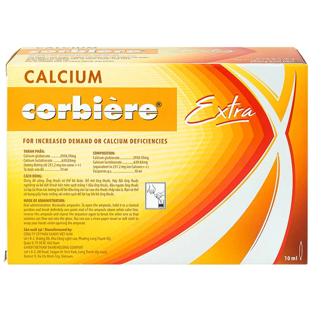 Dung dịch Calcium Corbiere Extra Sanofi bổ sung canxi (3 vỉ x 10 ống x 10ml)