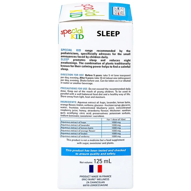 Siro Special Kid Sommeil Eric Favre Wellness hỗ trợ bé ngủ ngon giấc (125ml)