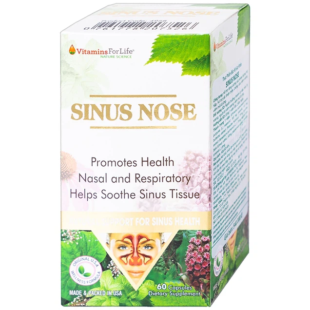 Viên uống Sinus Nose Vitamins For Life hỗ trợ tăng cường sức khỏe đường hô hấp (60 viên)