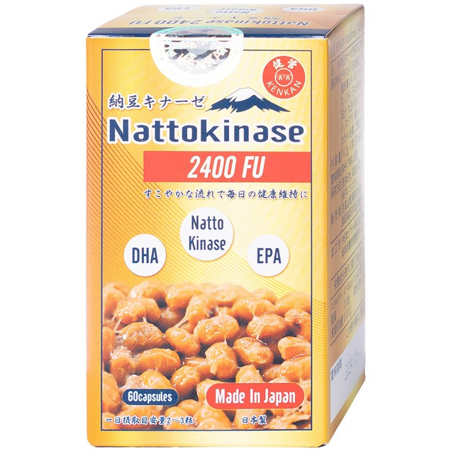 Viên uống Nattokinase 2400FU Kenkan giúp tăng cường lưu thông máu (60 viên)