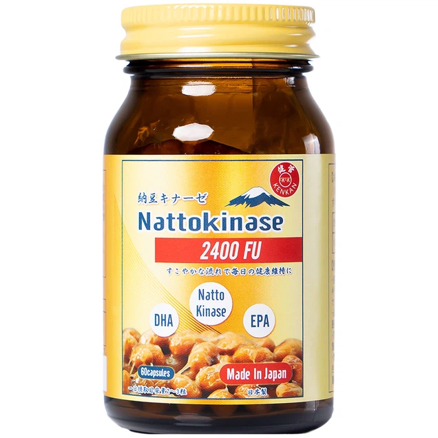 Viên uống Nattokinase 2400FU Kenkan giúp tăng cường lưu thông máu (60 viên)