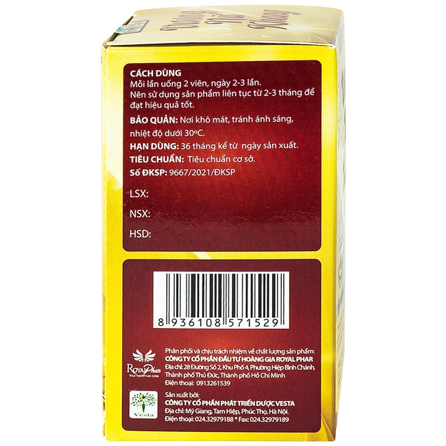 Viên uống Vương Nữ Khang Royal Care hỗ trợ hạn chế sự phát triển của u xơ tử cung, u vú lành tính ở nữ giới (60 viên)