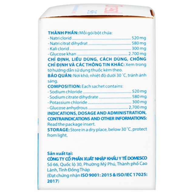 Thuốc Oresol 245 Domesco điều trị mất điện giải nước trong tiêu chảy (Hộp 20 gói)