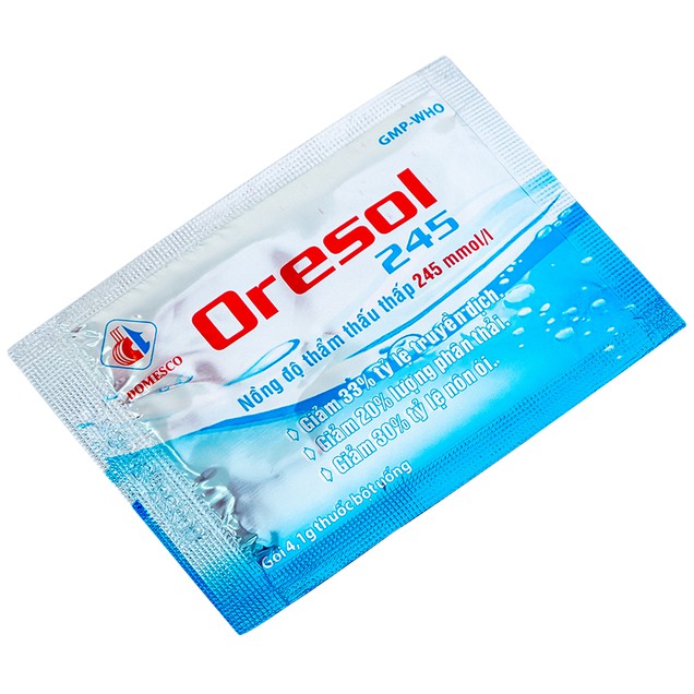 Thuốc Oresol 245 Domesco điều trị mất điện giải nước trong tiêu chảy (Hộp 20 gói)