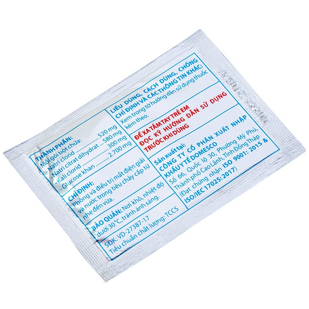 Thuốc Oresol 245 Domesco điều trị mất điện giải nước trong tiêu chảy (Hộp 20 gói)