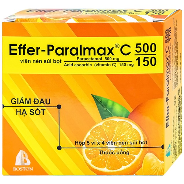 Thuốc Effer-Paralmax C 500/150 Boston giúp giảm đau, hạ sốt (5 vỉ x 4 viên)