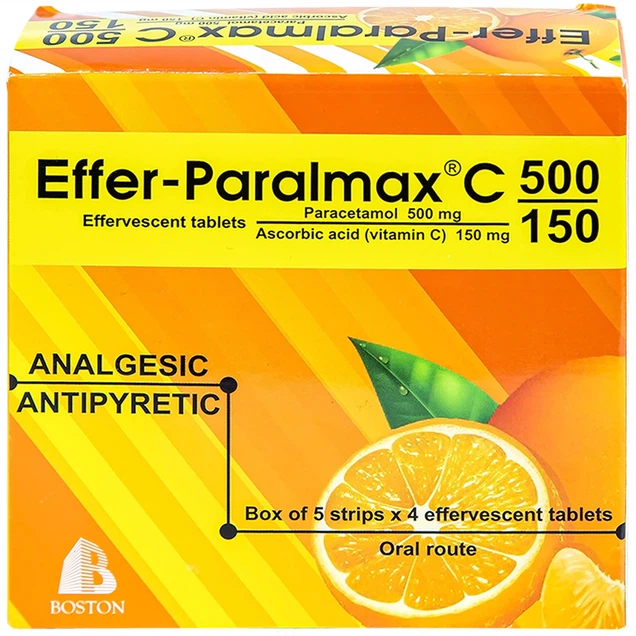 Thuốc Effer-Paralmax C 500/150 Boston giúp giảm đau, hạ sốt (5 vỉ x 4 viên)