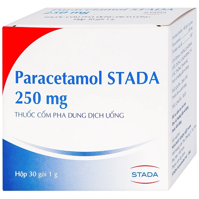 Thuốc Paracetamol 250mg Stada giúp giảm các cơn đau, hạ sốt (30 gói x 1g)