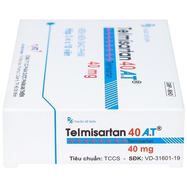Thuốc Telmisartan 40mg A.T An Thiên điều trị tăng huyết áp (3 vỉ x 10 viên)