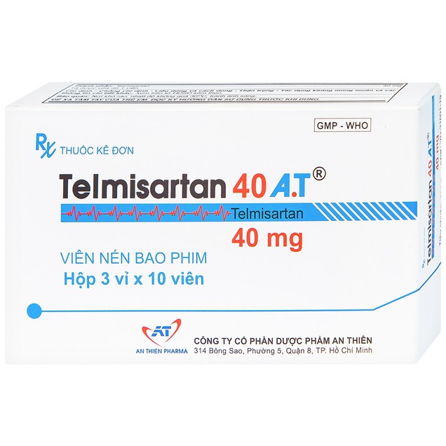 Thuốc Telmisartan 40mg A.T An Thiên điều trị tăng huyết áp (3 vỉ x 10 viên)