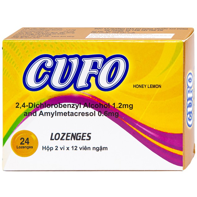 Viên ngậm Cufo Honey Lemon Unique Pharma hỗ trợ điều trị nhiễm khuẩn miệng và họng (2 vỉ x 12 viên)