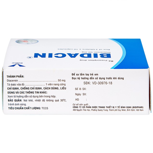 Thuốc Bidacin 50mg Bidiphar điều trị thoái hóa khớp (30 viên)