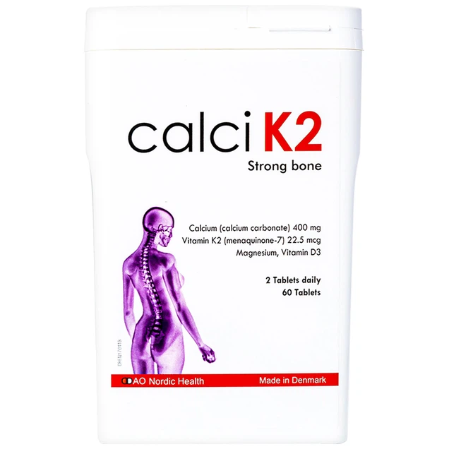 Viên uống Calci K2 Dao Nordic Health bổ sung canxi giúp xương chắc khỏe (60 viên)