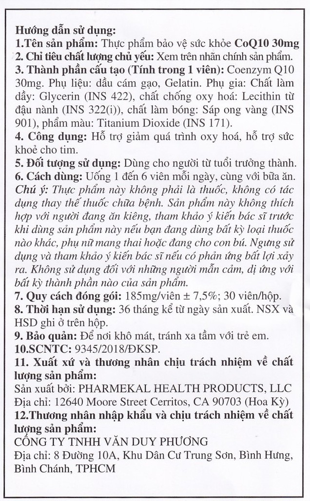 Viên uống CoQ10 30mg Pharmekal hỗ trợ sức khoẻ cho tim, giảm quá trình oxy hoá (30 viên)
