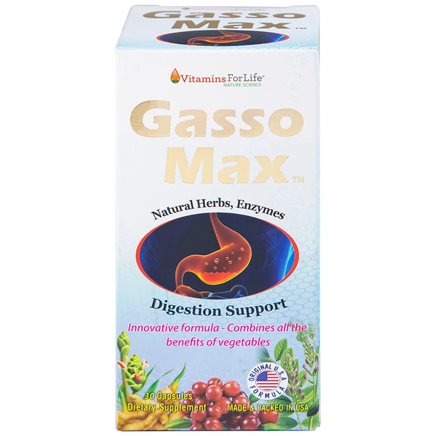 Viên uống Gasso Max Vitamins For Life bổ sung enzym và các thảo mộc (30 viên)