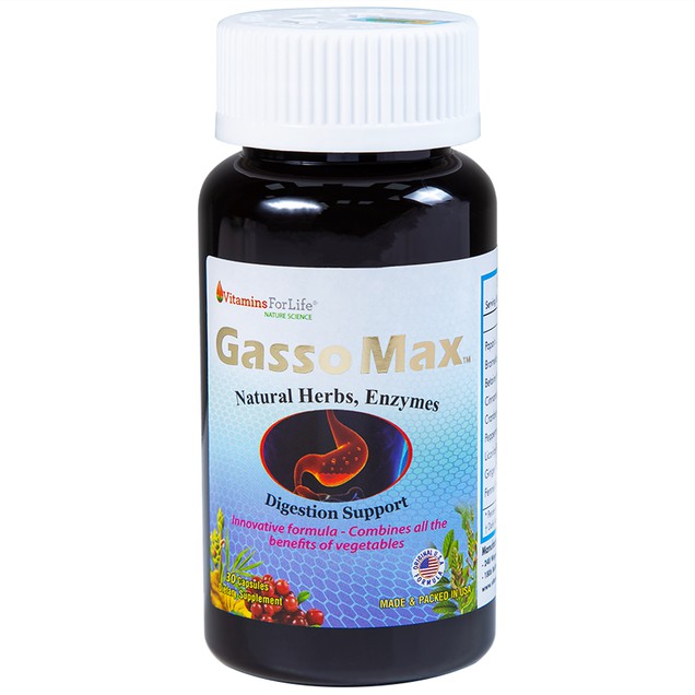 Viên uống Gasso Max Vitamins For Life bổ sung enzym và các thảo mộc (30 viên)