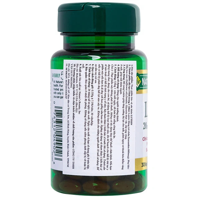 Viên uống Lutein Nature's Bounty bổ sung Lutein giúp tăng cường thị lực cho mắt (30 viên)