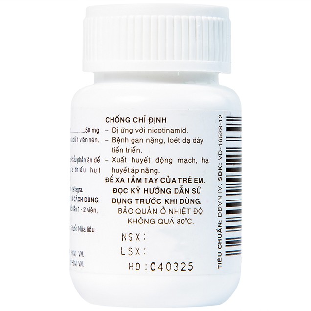 Thuốc Vitamin PP 50mg Pharmedic phòng ngừa và điều trị bệnh pellagra (60 viên)