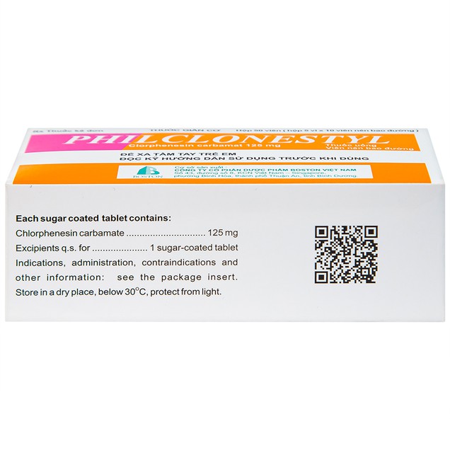 Thuốc Philclonestyl 125mg Boston điều trị đau do co cứng cơ (5 vỉ x 10 viên)