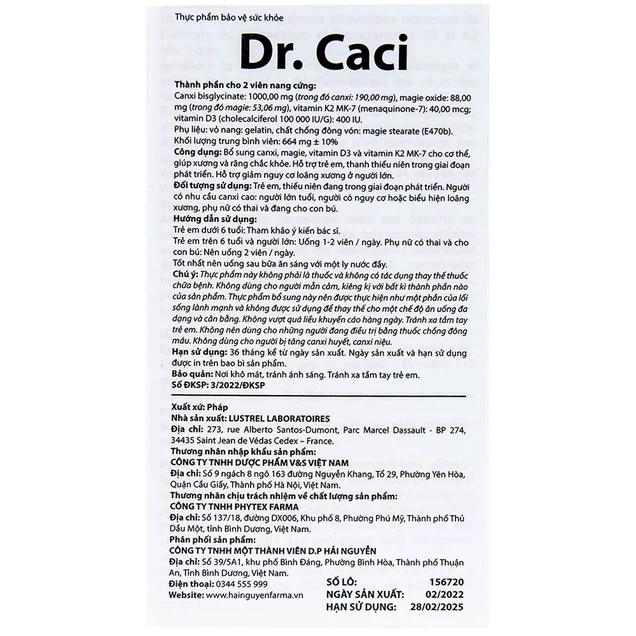 Viên uống Dr. Caci Ocavill bổ sung canxi giảm nguy cơ loãng xương (60 viên)