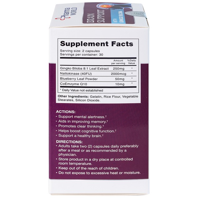 Viên uống Brain Support Pharma World  cải thiện chứng suy giảm trí nhớ (60 viên)