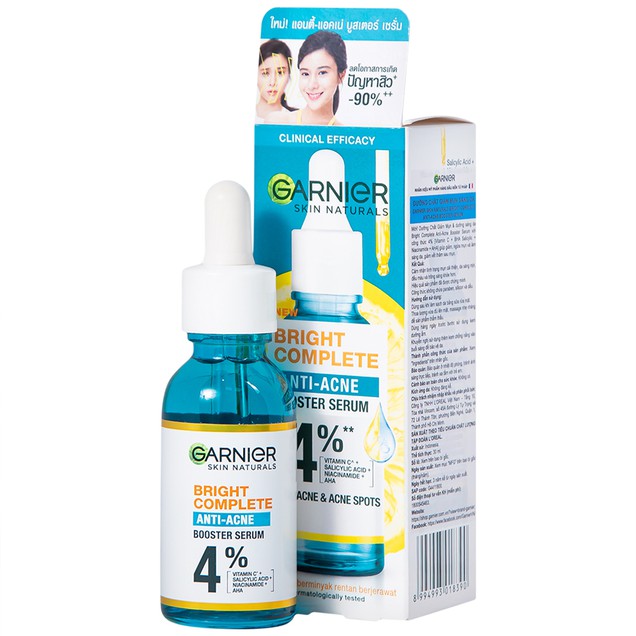 Tinh chất Garnier Bright Complete Anti-Acne Booster Serum giảm mụn, sáng da (30ml)