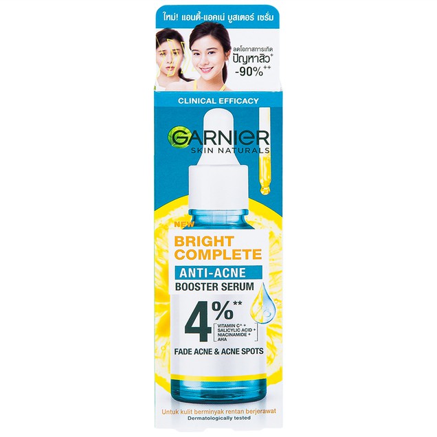 Tinh chất Garnier Bright Complete Anti-Acne Booster Serum giảm mụn, sáng da (30ml)