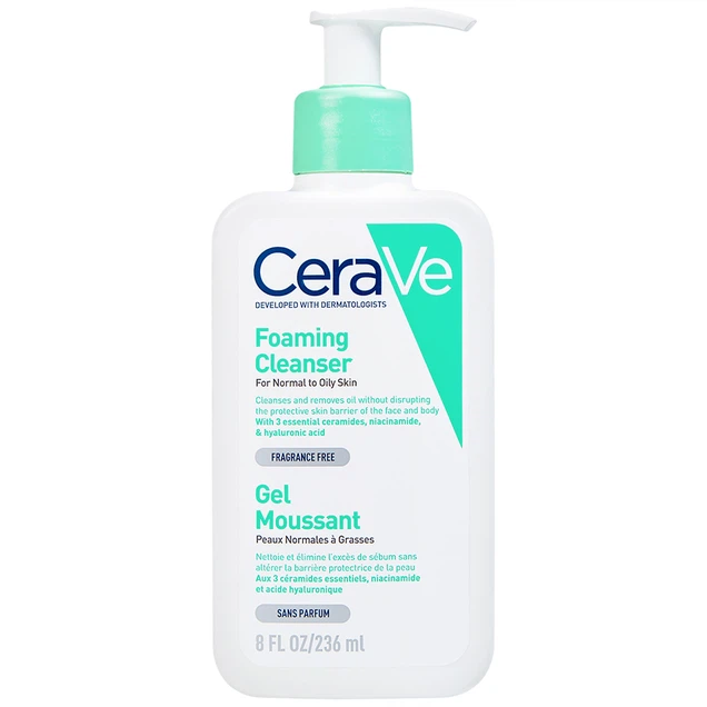 Sữa rửa mặt Cerave Foaming Cleanser giúp làm sạch sâu, giữ ẩm cho da dầu (236ml)