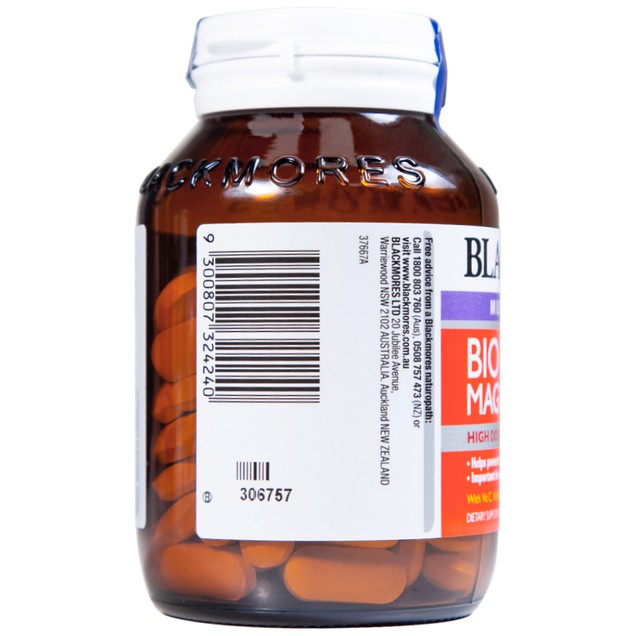 Viên uống Blackmores Bio Magnesium hỗ trợ cơ bắp, giảm triệu chứng tiền kinh nguyệt (100 viên)
