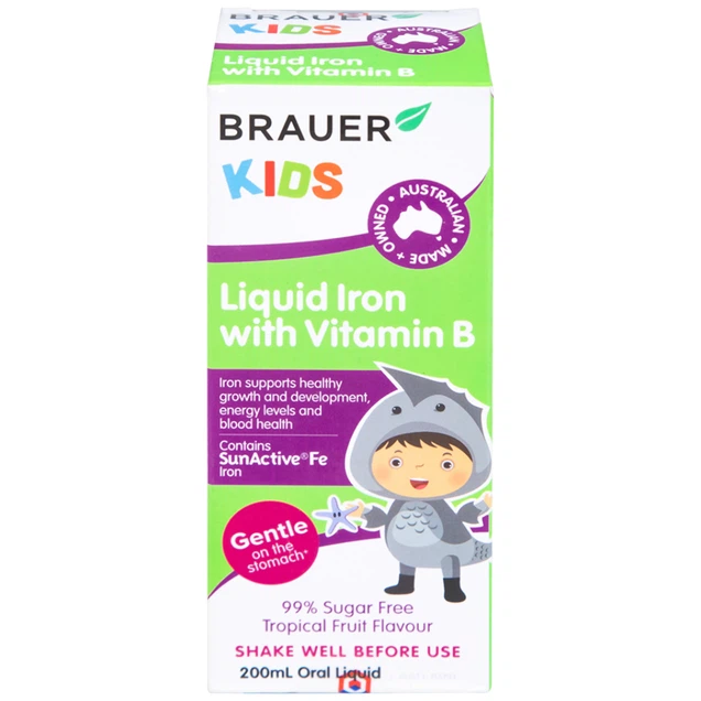Siro Brauer Kids Liquid Iron With Vitamin B bổ sung sắt và vitamin B (200ml)