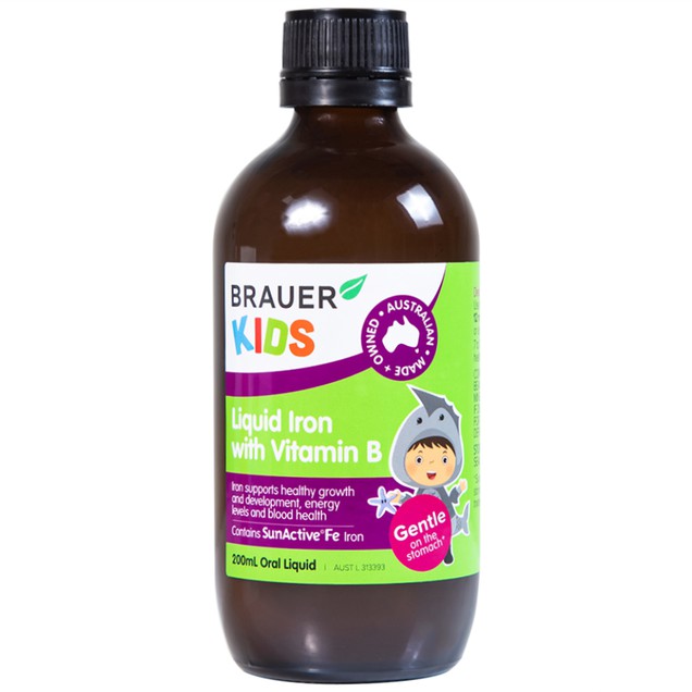 Siro Brauer Kids Liquid Iron With Vitamin B bổ sung sắt và vitamin B (200ml)