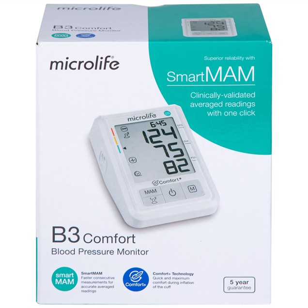Máy đo huyết áp bắp tay tự động Microlife B3 Comfort hỗ trợ đo huyết áp, nhịp tim