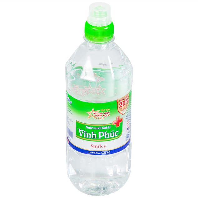 Nước muối Natri Clorid 0.9 Vĩnh Phúc Smiles làm sạch răng, khử mùi hôi khoang miệng (600ml)
