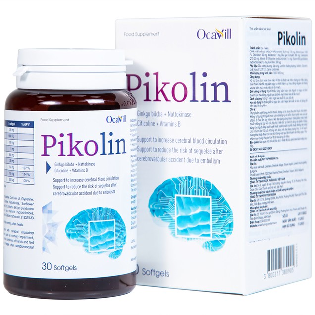 Viên uống Pikolin Ocavill tăng tuần hoàn máu não (30 viên)