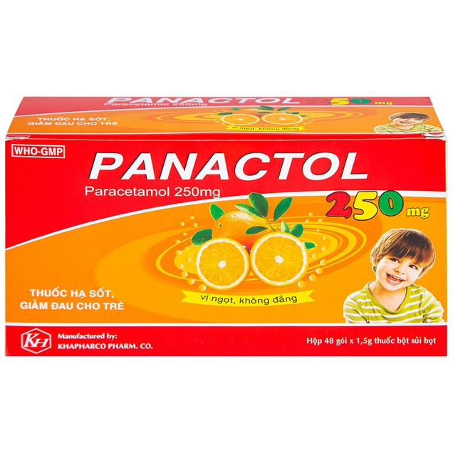 Thuốc Panactol 250mg Khapharco hỗ trợ giảm đau và hạ sốt (48 gói x 1.5g)