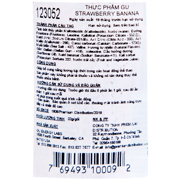Gel GU Energy Gel Strawberry Banana cung cấp dinh dưỡng và năng lượng (32g)