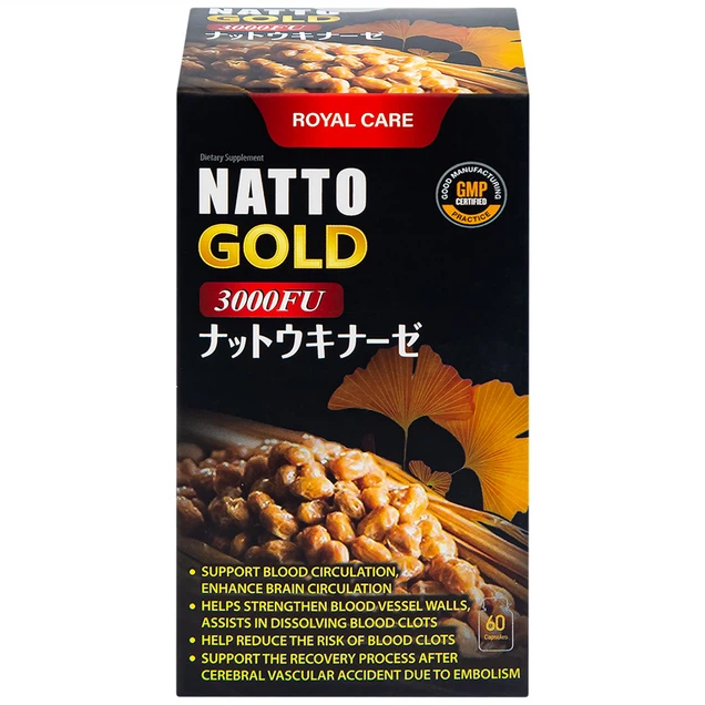 Viên uống Natto Gold 3000 Fu Royal Care hỗ trợ tăng cường tuần hoàn não (60 viên)
