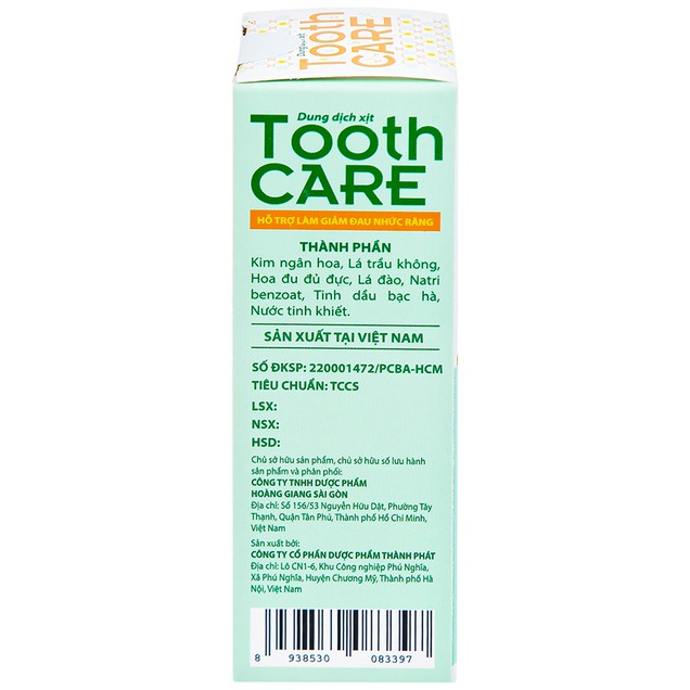 Dung dịch xịt Tooth Care giảm đau nhức răng, viêm nướu (20ml)