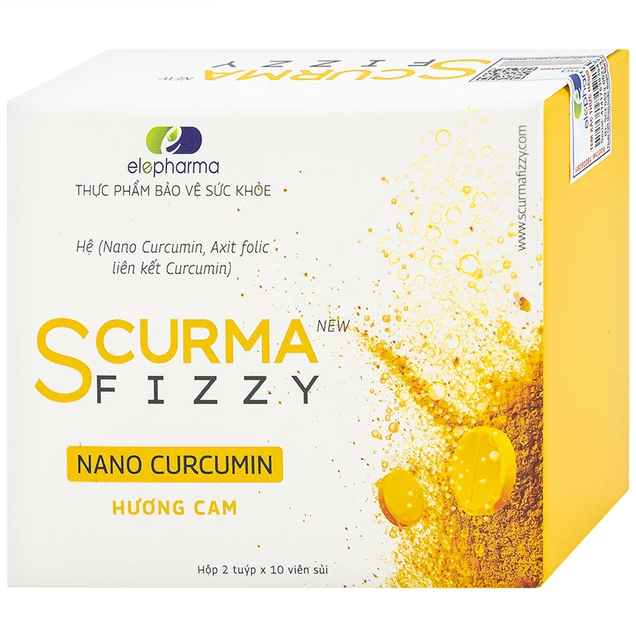 Viên sủi Scurma Fizzy Nano Curcumin cải thiện triệu chứng trào ngược dạ dày, viêm loét dạ dày tá tràng (20 viên)