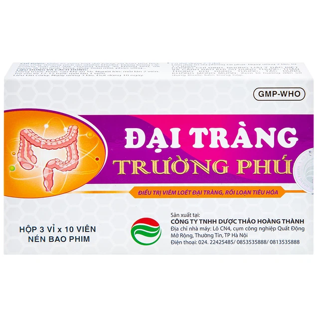 Thuốc Đại Tràng Trường Phúc hỗ trợ điều trị viêm loét đại tràng, rối loạn tiêu hóa, tiêu chảy (3 vỉ x 10 viên)