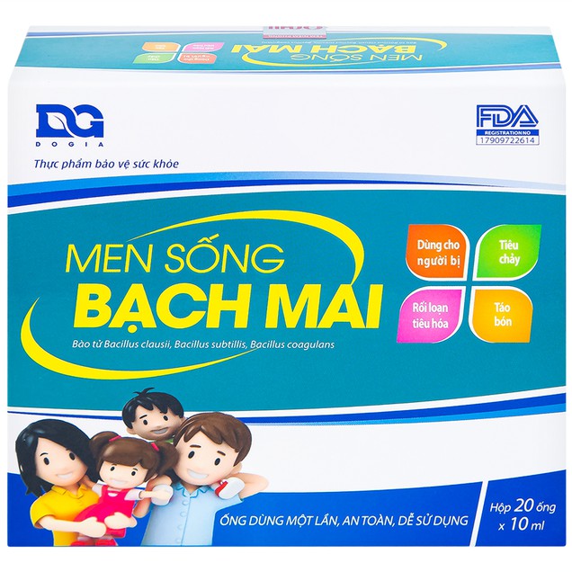 Men sống Bạch Mai bổ sung lợi khuẩn, hỗ trợ giảm các triệu chứng rối loạn tiêu hóa (20 ống x 10ml)
