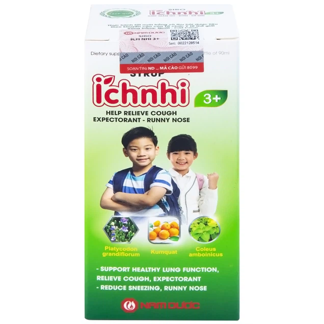 Siro Ho Cảm Ích Nhi 3+ Nam Dược hỗ trợ giải cảm, giảm ho, tiêu đờm (90ml)